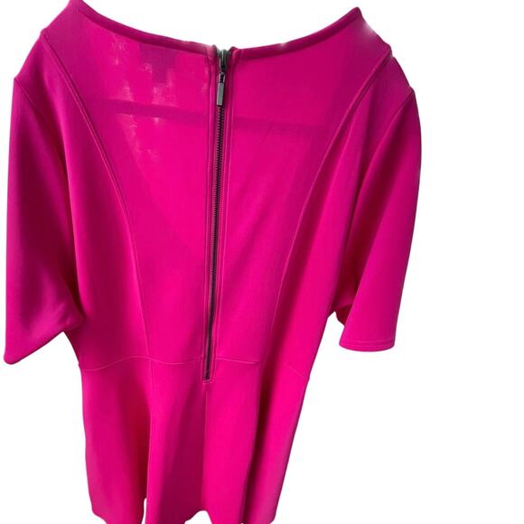 Torrid Fluted Fit & Flare Scuba Hot Pink Mini Dress Pockets Woman Plus Size 2X - Picture 4 of 9